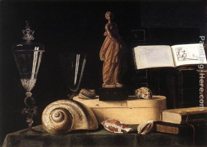 Sebastien Stoskopff Still-Life with Statuette and Shells